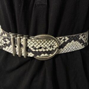 Brave Womens Belt Sz 34 Python Print Italian Leather Exotic Money